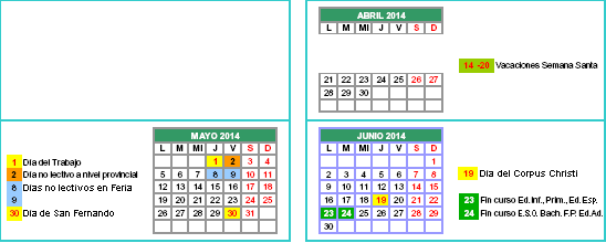 tercer trimestre. Calendario escolar Sevilla 2013/2014
