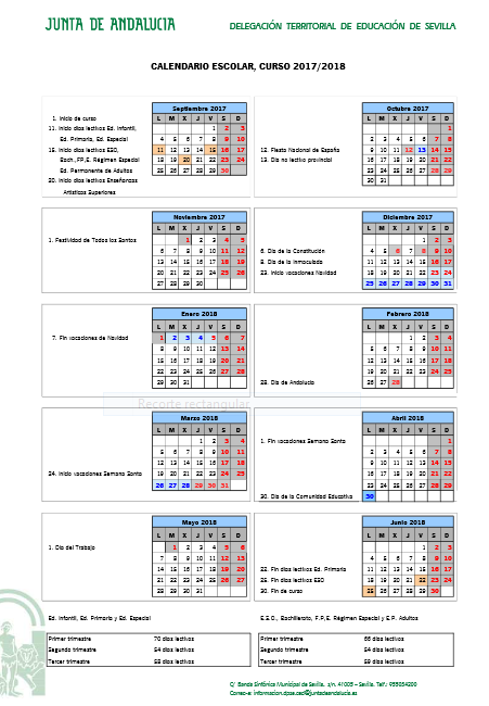 calendario escolar sevilla 2017 2018