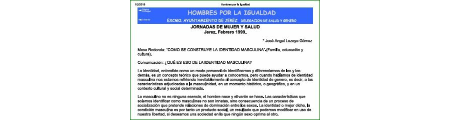 Materiales José Ángel Lozoya en V Jornadas de Salud y Mujer (1999, Jerez de la Frontera)
