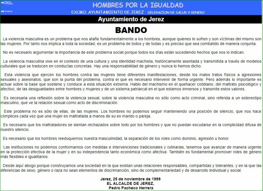 Bando de la Alcaldía de Jerez de la Frontera 1999.11.25